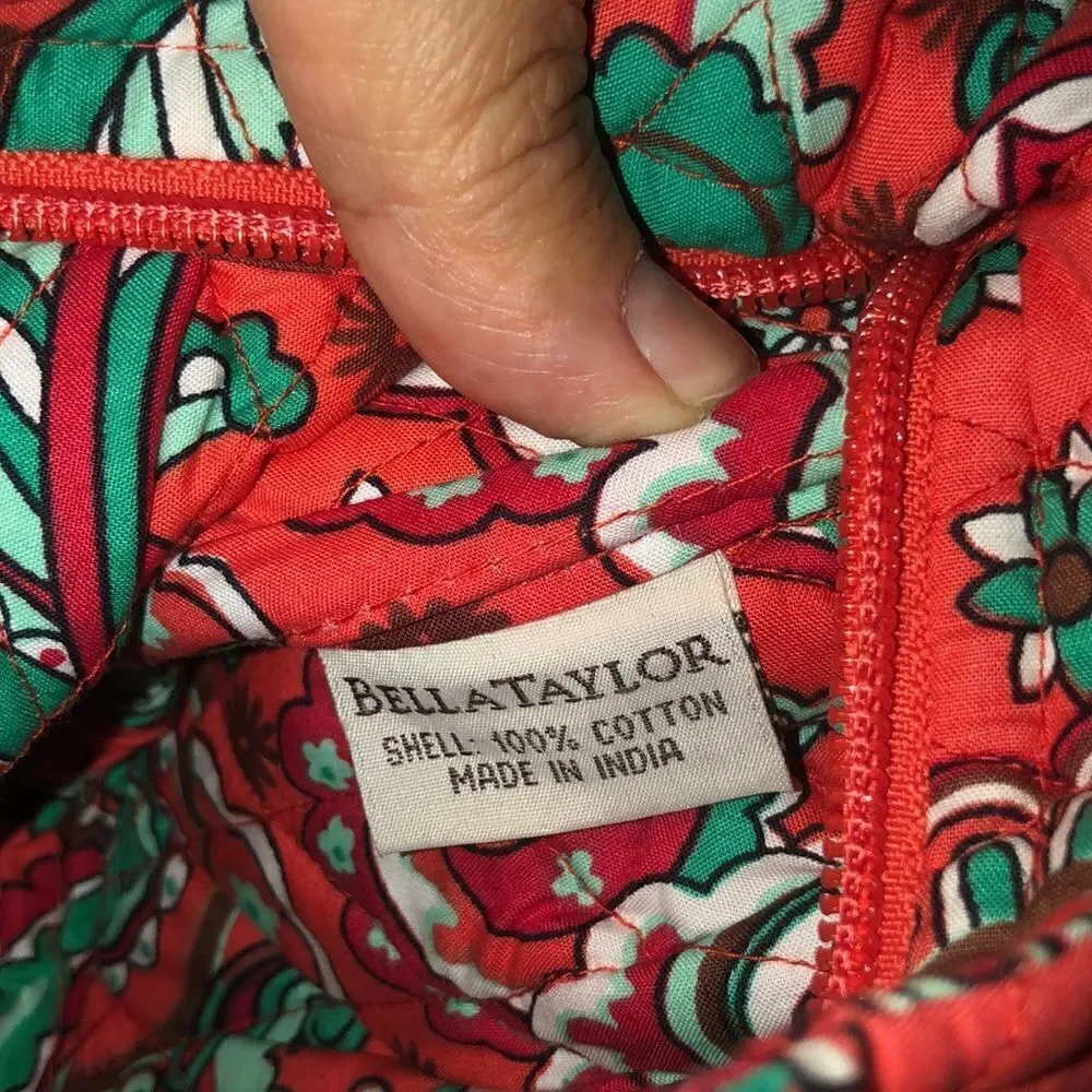 Bella Taylor Paisley Quilted Coral Green White Small Shoulder Hobo Bag Purse